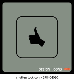 thumb up positive symbol. icon. vector. Flat design style.