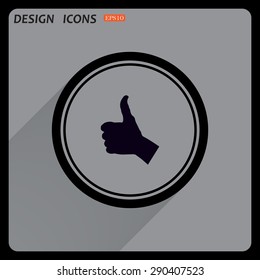 thumb up positive symbol. icon. vector. Flat design style.