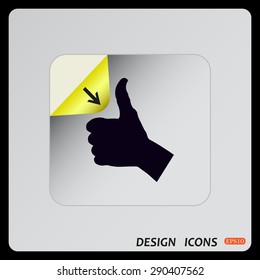 thumb up positive symbol. icon. vector. Flat design style.