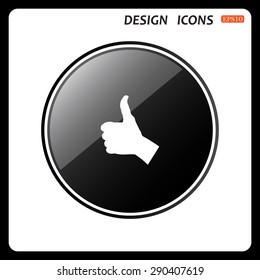 thumb up positive symbol. icon. vector. Flat design style.