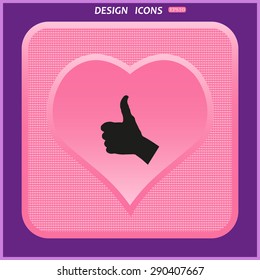 thumb up positive symbol. icon. vector. Flat design style.