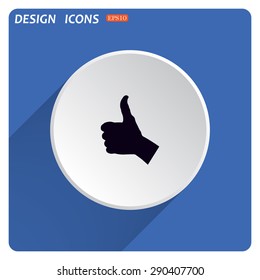 thumb up positive symbol. icon. vector. Flat design style.