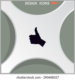 thumb up positive symbol. icon. vector. Flat design style.