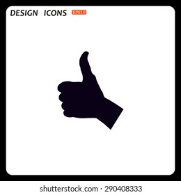 thumb up positive symbol. icon. vector. Flat design style.