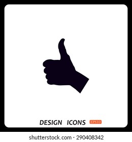 thumb up positive symbol. icon. vector. Flat design style.