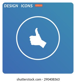 thumb up positive symbol. icon. vector. Flat design style.