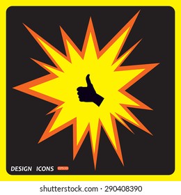 thumb up positive symbol. icon. vector. Flat design style.