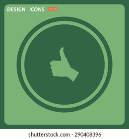 thumb up positive symbol. icon. vector. Flat design style.