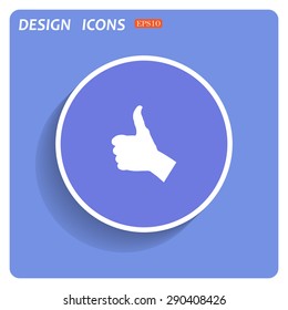 thumb up positive symbol. icon. vector. Flat design style.