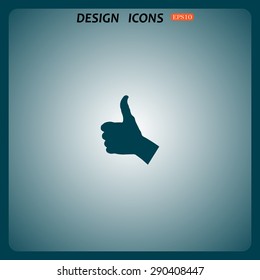 thumb up positive symbol. icon. vector. Flat design style.
