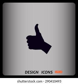thumb up positive symbol. icon. vector. Flat design style.