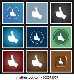 thumb up positive symbol. icon. vector. Flat design style.