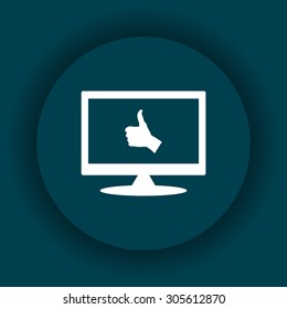 thumb up positive symbol. icon. vector. Flat design style.