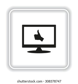 thumb up positive symbol. icon. vector. Flat design style.