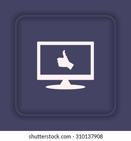 thumb up positive symbol. icon. vector. Flat design style.