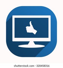 thumb up positive symbol. icon. vector. Flat design style.