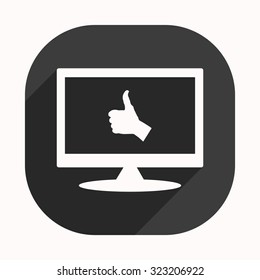 thumb up positive symbol. icon. vector. Flat design style.