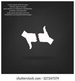 thumb up positive symbol. icon. vector. Flat design style.