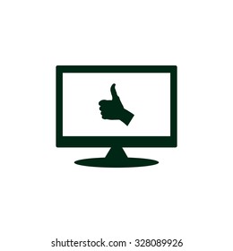 thumb up positive symbol. icon. vector. Flat design style.
