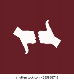 thumb up positive symbol. icon. vector. Flat design style.