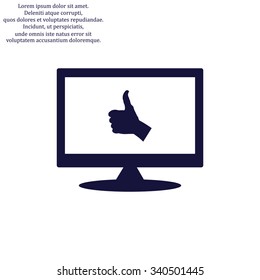 thumb up positive symbol. icon. vector. Flat design style.