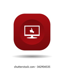 thumb up positive symbol. icon. vector. Flat design style.