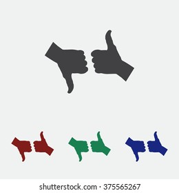 thumb up positive symbol. icon. vector. Flat design style.