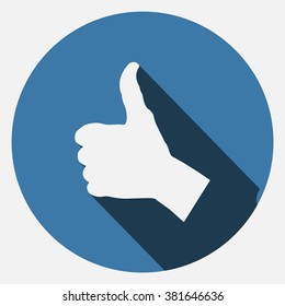 thumb up positive symbol. icon. vector. Flat design style.