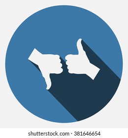 thumb up positive symbol. icon. vector. Flat design style.