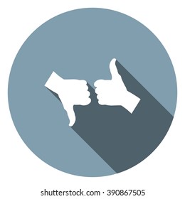 thumb up positive symbol. icon. vector. Flat design style.