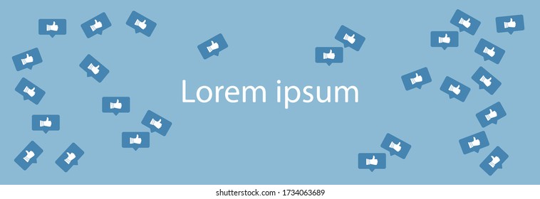 Thumb hob auf, blaues Symbol auf einem hellblauen Hintergrund. Banner für Text.