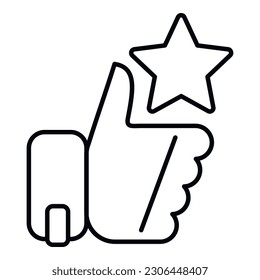 Thumb up ranking icon outline vector. Medal award. Top win