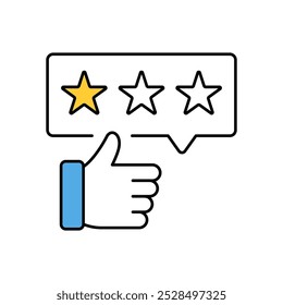 Thumb up rating with 1 star on transparent background