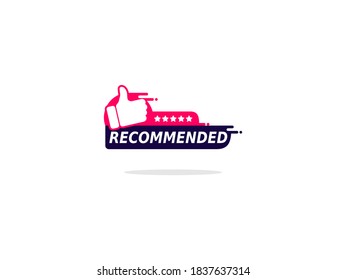 Sube por el logotipo recomendado cinco estrellas. Ilustración del vector