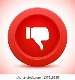 thumb up red button, vector illustration
