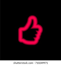 Thumb up red glowing neon ui ux icon. Glowing sign logo vector