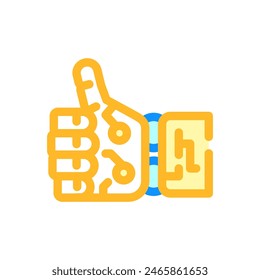 thumb up robot hand gesture color icon vector. thumb up robot hand gesture sign. isolated symbol illustration