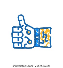 thumb up robot hand gesture doodle icon sketch vector. thumb up robot hand gesture sign. isolated symbol illustration