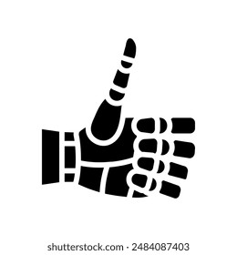 Vector de glifo de gesto de mano del robot hacia arriba. símbolo de gesto de mano del robot hacia arriba.