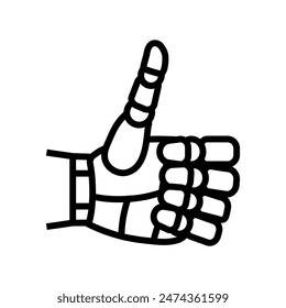 thumb up robot hand gesture line icon vector. thumb up robot hand gesture sign. isolated contour symbol black illustration