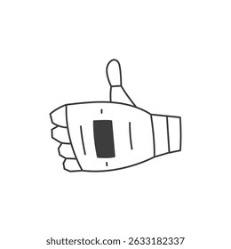 Thumb Up Robot Hand. Like Finger Gesture Sign. Technology doodle icon. Vector illustration