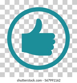 Thumb Up rounded icon. Vector illustration style is flat iconic symbol inside a circle, soft blue color, transparent background. Designed for web and software interfaces.