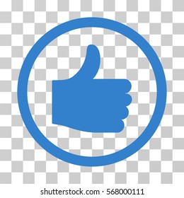 Thumb Up rounded icon. Vector illustration style is flat iconic symbol inside a circle, cobalt color, transparent background. Designed for web and software interfaces.