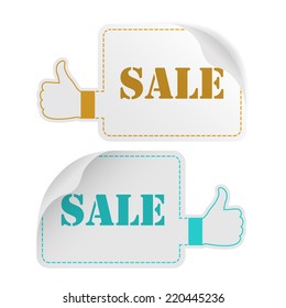 Thumb up sale sticker - vector illustration
