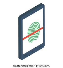Thumb scanning icon in isometric design