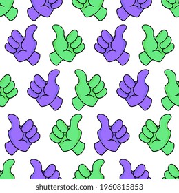 thumb up seamless pattern textile print. Great for summer vintage fabric, scrapbooking, wallpaper, giftwrap. repeat pattern background design