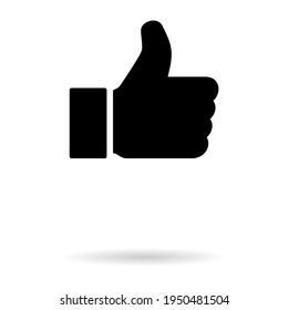 Thumb up with shadow icon, like finger vector illustration sign, business social web button .