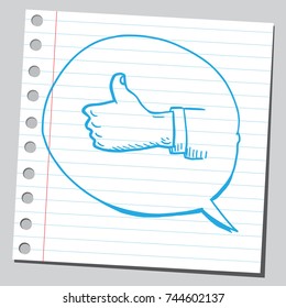 Thumb up sign in comic bubble