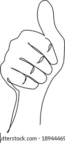 Sube la mano de la señal. Dibujo de una línea. Diseño minimalista. Ilustración vectorial.