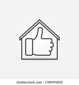 Thumb Up Sign inside House or Building vector concept icon in thin line style